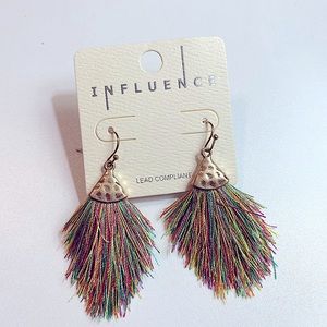 Multi color thread drop earrings